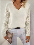 Fongt Sweater Women's Knitted Shirt Languid Languid Long Sleeve V Collar Hooded Top