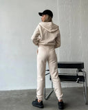 Fongt Autumn And Winter Plus Velvet Long-Sleeved Hooded Long-Sleeved Lady's Trousers Set