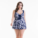 One Piece Swimsuit Women Plus Size Swimwear Bowknot 10XL Retro Vintage Bathing Suits Beachwear Print Swim Wear
