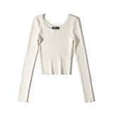 Women's Knitted Long Sleeve Solid Sweaters New Sexy Skinny Double O-neck Bottoming Knitwear 2021 Autumn Ladies Sexy Chic