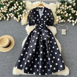Fongt Dress Female High-End Light Luxury Famous Bubble Bubble Sleeve Dress Design Feel Waist Strap Fluffy French Dress