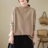 Fongt Meat-Covered Lady Knitted Sweater Autumn/Winter 2025 Autumn/Winter New Half-High Collar Design Casual Comfortable Top