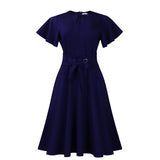 Fongt Women's 2025 Summer Fashion Temperament Solid Color Bonded Short Sleeves Grand Dress