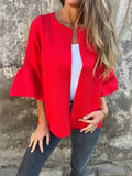 Fongt 2025 New Fashion Women's Round Seven-Sleeved Short Cardigan