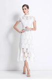 Fongt Sister Fan 2025 Round Collar Short-Sleeved Water-Soluble Lace Hollow Waist-To-Sleeves