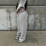 Fongt Street Fashion Print Double Belt With Sleeker Straight Trousers Sleis