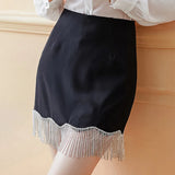 TWOTWINSTYLE Black Patchwork Chain Casual High-waisted Skirt Females Korean Fashion A Line Mini Skirts For Women 2021 Summer