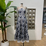 Purely Want Summer Babes Small Embroidery Shackles Tying Back Long Dress