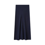 Fongt New Fashion Temperament Silk Hyssy Texture Simple Straight Fan Flute Skirt 8534855