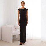 Fongt Women's Spring And Summer Explosion Of Sleeveless Back Open Fork Folded Tight Dress