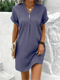 Fongt Women's 2025 New V-Neck Solid Color Jacket Comfortable Casual Button Dress