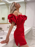 Summer White Ruffle Bodycon Party Dress Elegant Off The Shoulder Wedding Guest Dress Mini Celebrity Even Dress Short-Outfit