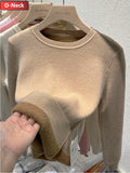 For Women Winter Thicken Turtleneck Slim Knit Pullover New Warm Plush Velvet Lined Knitwear Jumper Tops Casual