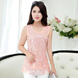 Beaded Sequins Sleeveless Vest Chiffon Blouse Lace Shirt Ladies Medium-long Tank Tops Sequin Summer Woman Elegant