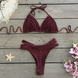Solid Color High Open Split Split Swimsuit Woman 2025 New Strap Sexy Bareback