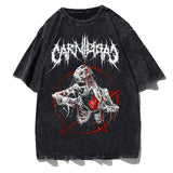 Fongt Summer New Spear Cranium Series Print T-Shirt Black Cotton Men And Women Universal Size
