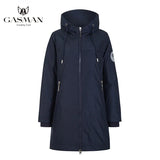 Fashion windproof warm women's jacket Long zipper down parka hooded down jacket for women autumn solid cotton coat