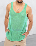 Fongt Spring And Summer Men's Casual Top Tank Top Sleeveless Knit Pure Color Men's Sweater