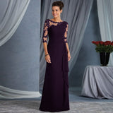 Fongt Spring And Summer Wish New Explosive Long Lace Perspective Round-Neck Sleeve Dress