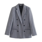 Plaid Blazer for Women Elegant High Quality Office Outfits New In Jacket Double Breasted Coat Oversized Blazer De Mujer-Outfit