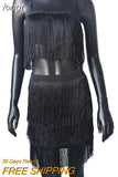 Tassel Spaghetti Strap Crop Top Mini Dress 2 Piece Set Women Sexy Camis Package Hip Dresses Party Clubwear