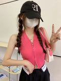 Fongt Neck Slings Beauty Vest Women Autumn New Knitted Hottie Short Sleeveless Shoulder Sexy