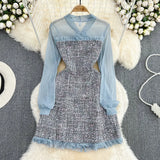 Fongt Lady Little Fragrant Temperament Fluttering Lead To The Acceptance Of Waist Thin A Word Lotus Leaf Side Coarse Dress Autumn