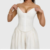 Fongt Temperament Solid Color Girded Waist Gathering Chest Design Sense Fish Bone Small Vest Female 2197