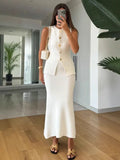 Fongt Women's Fashion Bodywear Body Armor Solid Color Body Repair Hip Two Sets Of Knitted Long Skirt Suit Woman