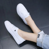 Low Platform Sneakers Women Shoes Female Pu Leather Walking Sneakers Loafers White Flat Slip On Vulcanize Casual