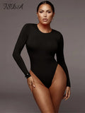 O Neck Long Sleeve Solid White Sexy Bodysuit Women Black Autumn Winter Body Top Gray Casual Lady Streetwear