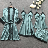 Midnight Charm Sexy Pajamas_Pyjamas Summer Sexy Pajamas Four-Piece Korean Version Of Sling Women With Breast Pad