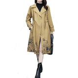 Brand New Women Trench Coat Long Double-Breasted Belt Blue Khaki Lady Clothes Autumn Spring Outerwear Oversize