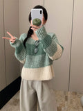 Style Gentle Wind Gradually Changing Striped Coarse Needle Pullover Women's 2024 New Autumn And Winter Loose Sweater Top-Outfit