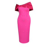 Fongt Spring/Summer Sweet Spicy Wind Bow Tectorial Dress Party Wine Stud Bag Butt Dress
