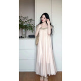 Fongt Atmosphere Feeling A Word Shoulder Pink Dress Women's Seaside Vacation High-End Fairy Dress