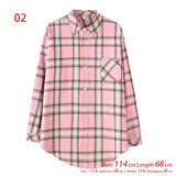 New Arrival Women Vintage Plaid Oversized Blouse Lantern Sleeve Turn Down Collar Autumn Shirts Button Up Casual Tops