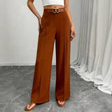 Fongt Women's Casual Fashion. Waist Wide Leg Trousers Thin Loose Trousers