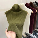 Sweater Vest Women Cropped Sleeveless Knitted Pullovers Jumper Vintage Solid Waistcoat Knitwear Korean Slim Tank Top-Outfit