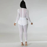 Mesh Patchwork Sheer Night Club Bodycon Jumpsuit for Women See Through One Piece Rompers Clubwear Party Birthday Outfits-Outfit
