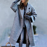 Women's Thick Warm Wool Blends French Style Elegant Long Coats Jackets Overcoats Female Oversized Women Winter