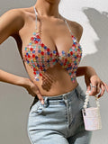 Fongt New Sexy Nightclub Wind Gem Dew Back Small Vest