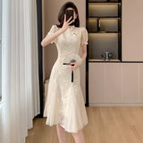 Fongt 2025 New Chinese Embroidery Desire Style Super Fairy Temperament Harvesting Girl Improves Cheongsam裙s