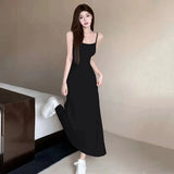 Women Sexy Sleeveless Maxi Dress Spaghetti Strap Backless Slim RobeParty Clubwear-Outfit