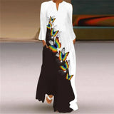 V-neck Long Sleeve Ankle-Length Vintage