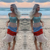 Fongt Summer INS Style Sexy Vacation Dress Sleeveless Suspension Slammed Side Opening Fork Dress Long Dress Woman