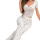 New Stylish And Comfortable Pajamas Can Be Worn Out With Lotion Edge Pit Strips Short-Sleeved Trousers