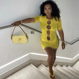 Women Sexy Tassel Lace Mini Dress Hollow Out Mesh Bodycon Dresses 2021 Summer Night Club Party Flocking Fairy Core Fall
