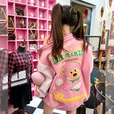 Bomber Woman Varsity Jacket Pnk Bear Coat American Baseball Jacket Embroidery Women's Winter Coats Vintage Jacket's