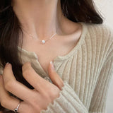 Galaxy Silver Pearl Necklace-Outfit